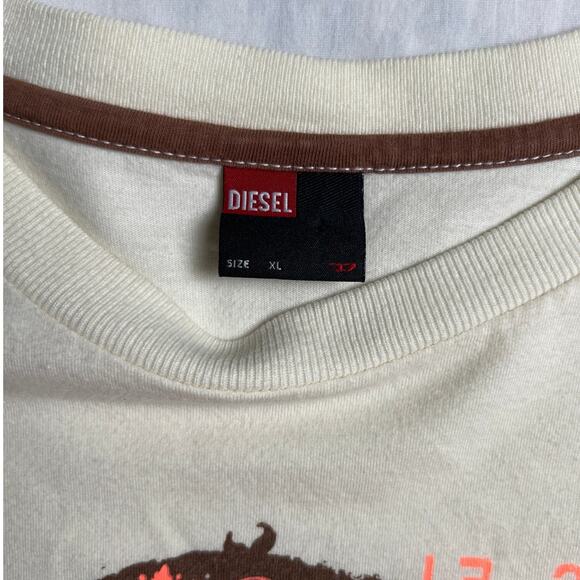 Diesel Big Logo Dragon Cream T-shirt Size XL 100% Cotton Avant Garde Japanese - Picture 5 of 6